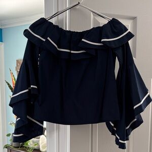 Elegant Off-Shoulder Navy Top